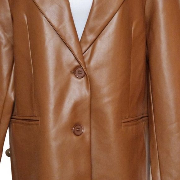🆕️⬇️🎉HOST PICK🎉 Rebecca Minkoff Cognac Lambskin Leather Blazer - Picture 5 of 14